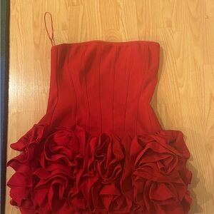 Fashion Nova Red Strapless Ruffle Mini